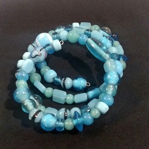 Glass Bead memory wire Bracelet